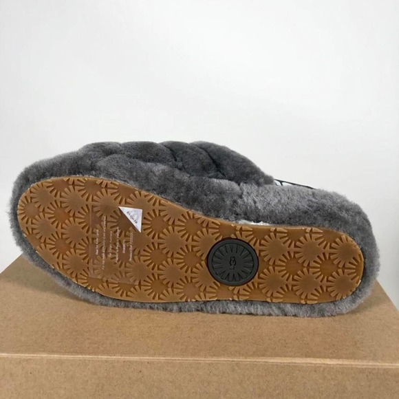 UGG FLUFF YEAH Sandals Slide Charcoal - Women Size - Picture 4 of 4